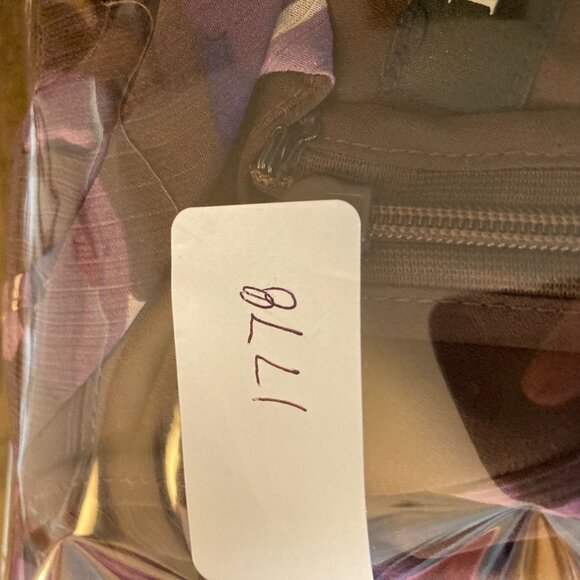 Lauren Ralph Lauren Georgette Flutter Sleeve Gown 16 Brown Purple Belt NWT - Picture 12 of 12